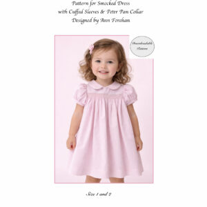 Fleur - Downloadable Pattern, Size 1 & 2, Traditional Smocked dress with Collar & Cuffs