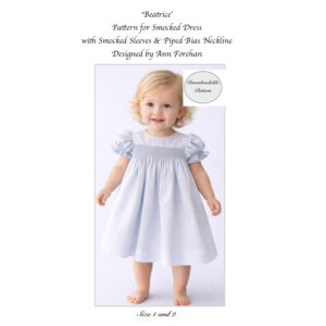 Beatrice - Downloadable Pattern Size 1 & 2, Traditional Smocked Dress with Bias neck & Smocked Sleeves