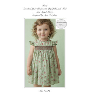 Lucy - Downloadable Pattern Size 1 & 2, Smocked Dress with Angel Sleeves