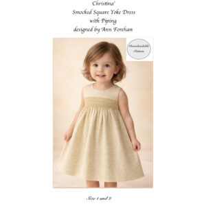 Christina -Downloadable Pattern, Size 1 & 2, Smocked Dress with Square Neckline